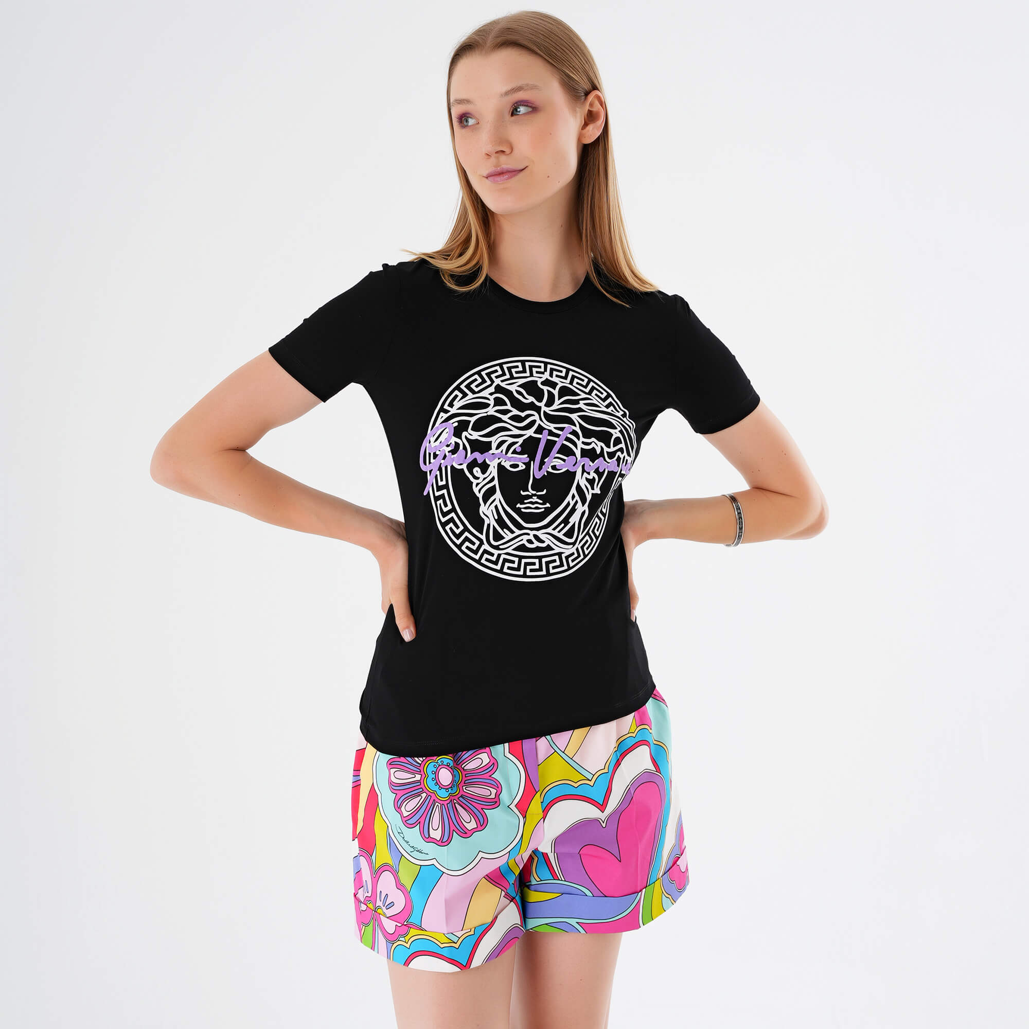 Versace - Black Medusa Head Printed Cotton Tshirt IT42